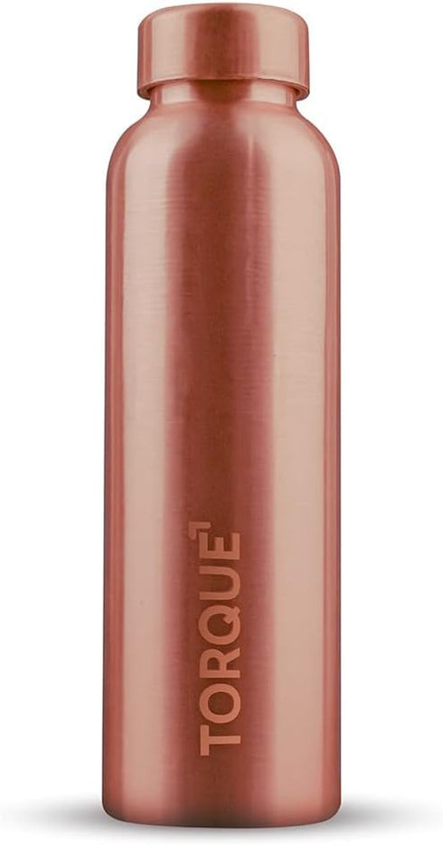 Torque Pure Copper Water Bottle (32 OZ/1 Liter), Heavy Duty Leak-Proof Authentic Ayurvedic Copper Bottle