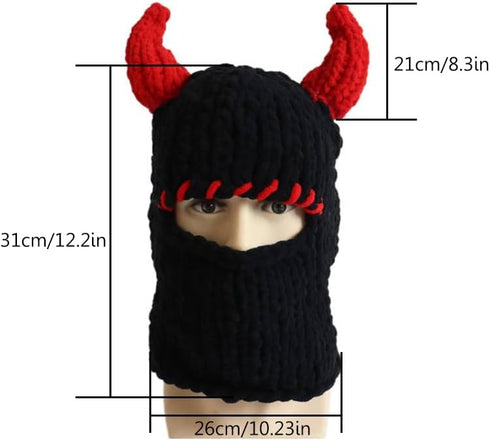 Thickened Crochet Knit Balaclava Hat for Women Girls, Funny Long Bunny Ears Beanie with Scarf Mask Thermal Headwear