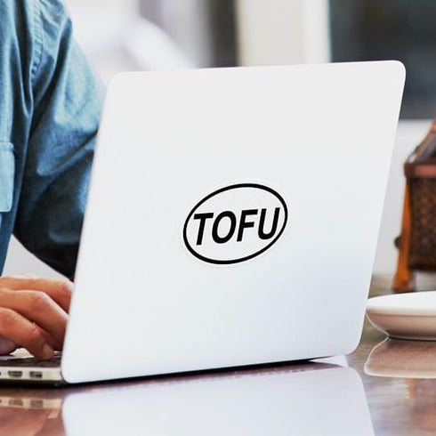Humorous TOFU Oval Bumper Sticker for Cars