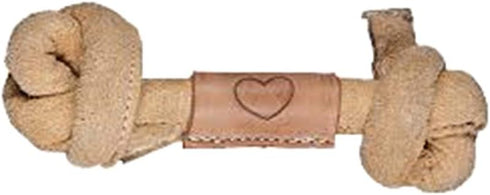 HuggleHounds HuggleHide Natural Leather Knotted Bone, Small (3-4" - 9mm diameter)