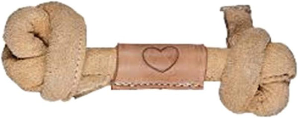 HuggleHounds HuggleHide Natural Leather Knotted Bone, Small (3-4" - 9mm diameter)