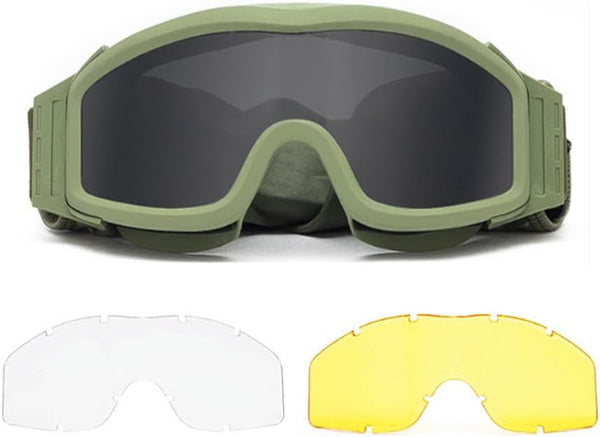 LEJUNJIE Airsoft Goggles, Tactical Safety Goggles with Anti Fog Paintball Goggles and 3 Interchangeable Lenses for