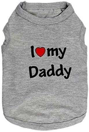 DroolingDog 2 Pack Puppy T Shirt - I Love My Daddy Mommy Small Dog Shirts for Puppies