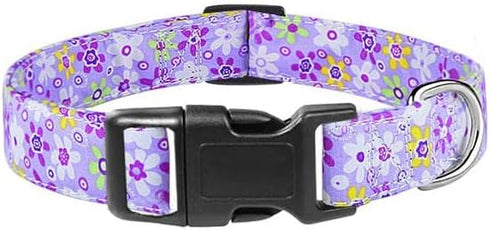Moonpet Purple Floral Dog Collars - Adjustable Soft Bohemia Fancy Design for X-small, Small, Medium, Large Dogs