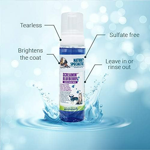 Nature's Specialties Screamin' Blueberry Dog Gentle Facial Wash, Natural Choice for Groomers, 7.5 oz