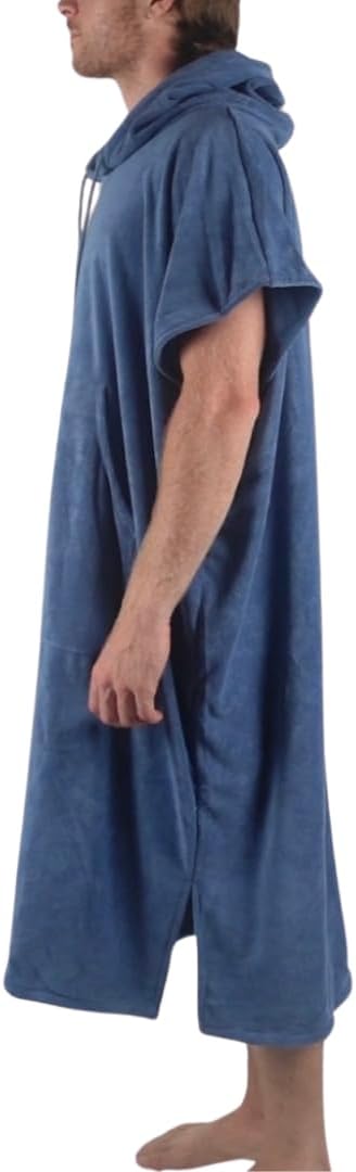Swimmers Quick Dry Blue Surf Poncho Changing Robe with Hood - Microfiber Towel