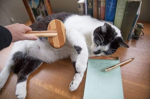 Natural Bamboo Deshedding Slicker Brush for Short and Long Haired Dogs Cats - Gentle Easy Grooming