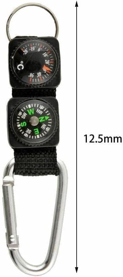 Tnyvm Black Carabiner Key Chain Compass Thermometer Metal Camping Outdoor Gadgets Hiking Survival to Multifunctional