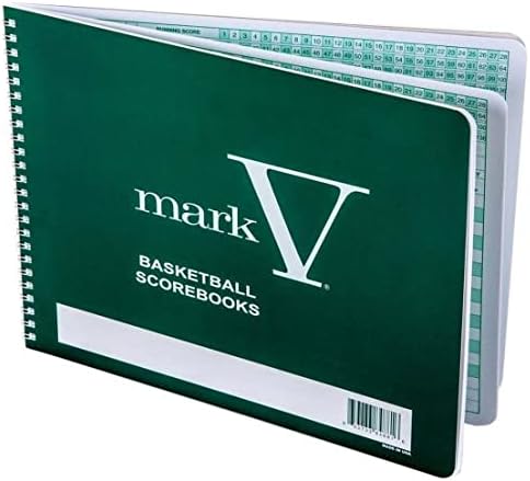 Plain Cover Mark V Basketball Scorebook, 8.5 x 11 Hardback, 30 Games, 15 Player Positions