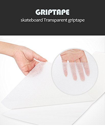 ZUEXT 11" x 50" Clear Skateboard Grip Tape, Waterproof Anti Slip Bubble Free for Rollerboard