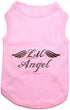 Dog Tshirt - Embroidered “Lil Angel“ - Parisian Pet, 100% Cotton, Pink, Sleeveless Shirt for Large Dogs - XL