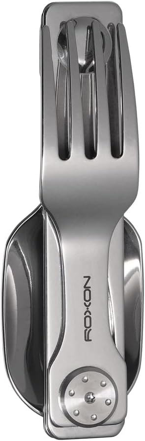 Roxon C2 Camping Utensil, 2 in 1 Detachable Folding Cutlery with Fork & Spoon for Outdoor, Hiking, Easy Carry