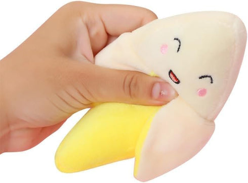 Plush Banana Dog Toy, Squeaky Stuffed Chew Toy for Small Medium Large Dogs, Puppy Boredom ToysSqueeze Squeaker Puppy