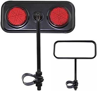Lowrider Rectangular Bicycle Bike Mirror Black with RED Reflector, Bike Part and Accessory