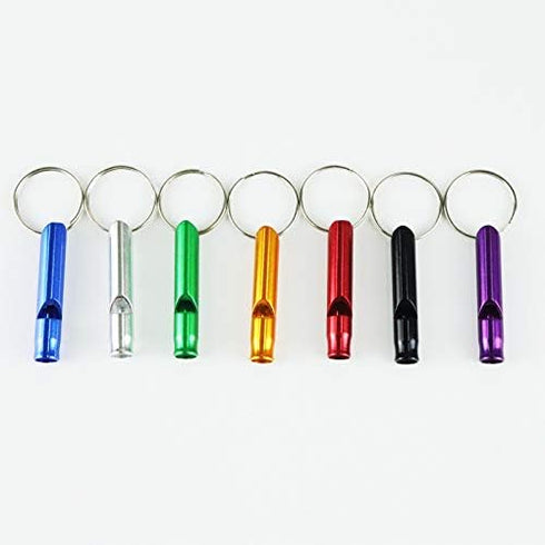 Set of 12 Extra Loud Whistles - Camping, Hiking, Hunting, Sports, Emergency Situations, Sturdy Aluminium Key Chain