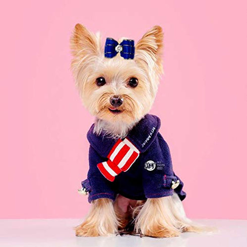 20Pcs/10pairs Small Dog Hair Bows with Rubber Bands, Rhinestone Puppy Hair Bows for Small Medium Pets (Purple Pink Blue)