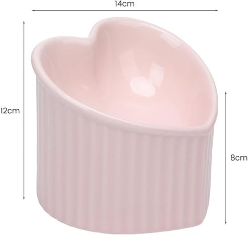 Heart Shaper Ceramic Elevated Cat Bowls, Anti Vomit Raised Cat Bowls, Microwave Safe Pet Accessories for Small Cats