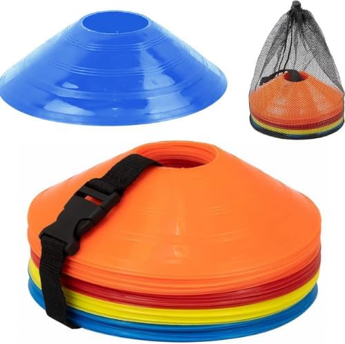 Soccer Cones for Drills with Mesh Bag & Strap, Flexible Heavy-Duty Sports Cones for Practice, Training