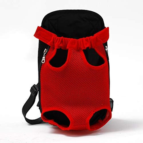 Pet Dog Carrier Backpack - Mesh Camouflage Outdoor Travel Bag for Small Dogs and Cats (XL, Red)
