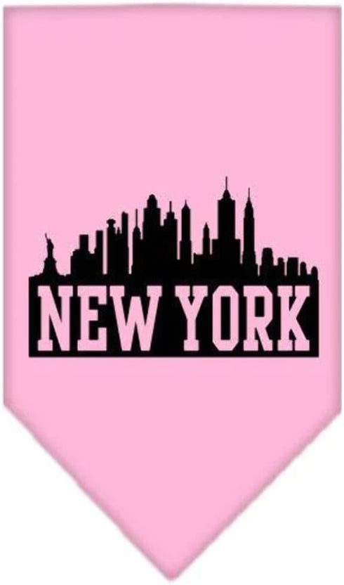 New York Skyline Screen Print Bandana, Large, Bright Pink, Mirage Pet Products