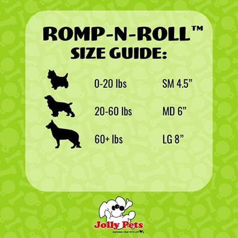 Jolly Pets Romp-n-Roll Dog Toy, 8 Inches/Large, Rope and Ball, Red (608 RD)