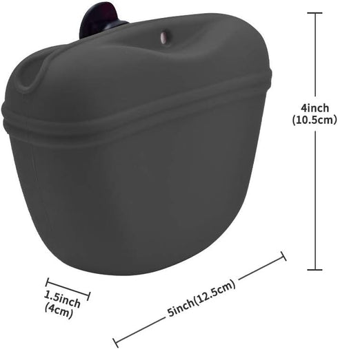 AUDWUD Silicone Dog Treat Pouch - Portable Training Container with Dog Training Clicker and Magnetic Buckle