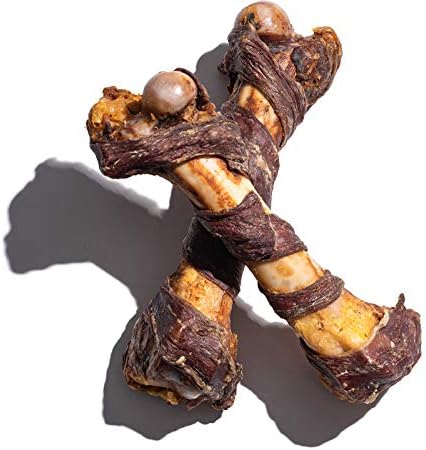 10" (3 Pack), Jack&Pup Pork Femur Bones for Dogs Bacon Twist Big Bones for Large Dogs, Gourmet Beef Bones for Agressive