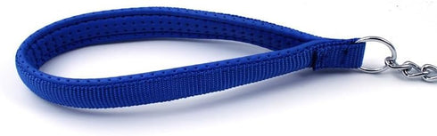 Heavy Duty Metal Chain Dog Leash: Chew Proof Leash with Soft Handle for Large Pets Over 50 lbs (4 ft. x 4.0 mm Blue)