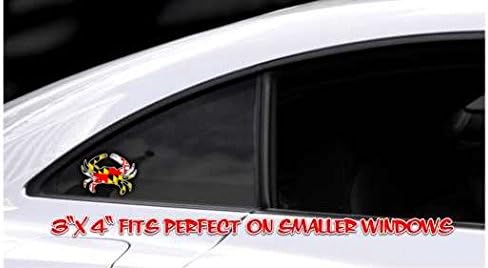 Set 4 3"x 4" Decalnetwork Maryland Flag Blue Crab Vinyl Decal Sticker of Size for Car Truck SUV Window Glass - Made