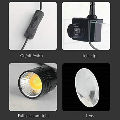 LED Aquarium Light for Freshwater Fish Tank - Vivarium Terrarium Spotlight with 3 Colors 3000K, 4000K, 6000K for