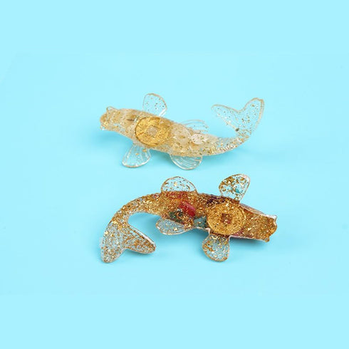 Opexicos 4Pcs Decorative Crystal Gravel Drop Glue, Fish Shape Small Ornaments for Fish Tank Aquarium Pool