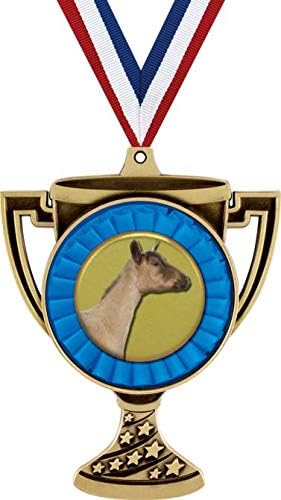 Dairy Goat Trophy Cup Medal Gold, 3" Goat Prizes, Kids Goat Trophy