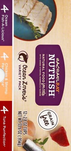 Rachael Ray Nutrish Natural Wet Cat Food, Ocean Lovers Variety Pack, 2.8 Ounce Cup, Pack of 12