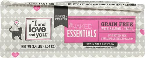 I and Love and You Naked Essentials Dry Cat Food - Salmon + Trout, Grain Free, Real Meat, 3.4lb Bag