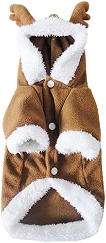 Yoption Christmas Reindeer Dog Costume, Winter Funny Pet Hoodies for Small Dogs (XL)