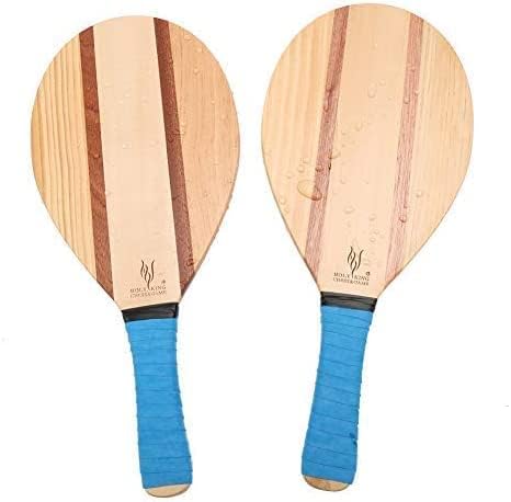 Holyking Beach Paddle Ball Set - Wooden Tennis Racket with 2 Paddles, 2 Balls & Carry Bag