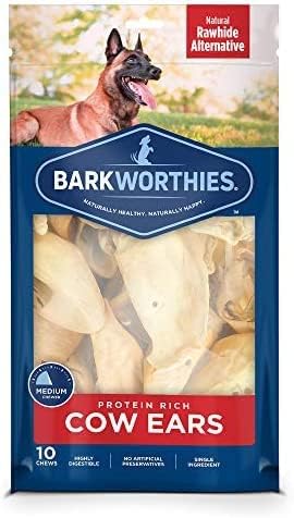 Barkworthies Cow Ears Dog Chews - 2 Pack, High Protein All Natural Treats, Grain Free, Rawhide Free for Aggressive
