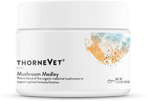 ThorneVet Mushroom Medley for Dogs - 120 Scoops with Reishi, Turkey Tail, Cordyceps, Maitake, and Chaga Mushrooms for