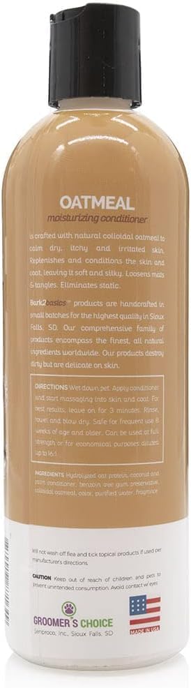 Bark2Basics 16 oz Oatmeal Dog Conditioner, - Natural Colloidal Oatmeal, Moisturizing, Relieves Dry Itchy Skin
