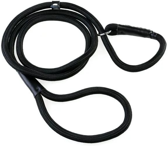 Adjustable Traction Collar Behavior Aids, Black Dog Leash Pet Nylon Rope Training Slip Lead Strap