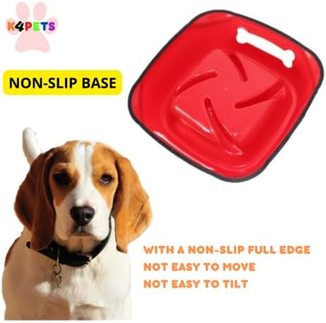 Slow Feeder Pet Eater Bowl, Medium, Elegant Red Color