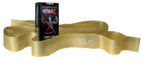 THERABAND CLX Resistance Band with Loops, Fitness Band for Home Exercise, 5 Foot Band, Gold, Max, Level 8
