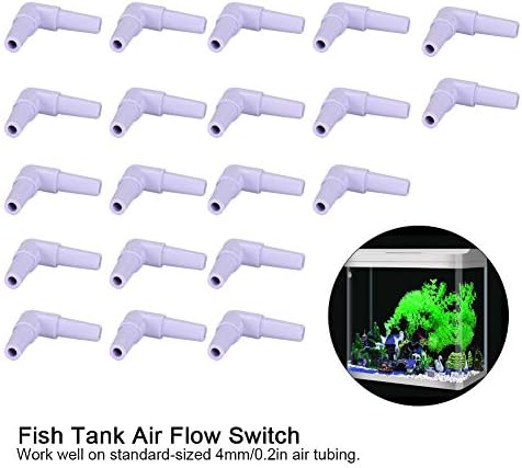 TOPINCN 20pcs L Shaped Aquarium Hose Connector, Air Hose Adapter, Volume Control Valve