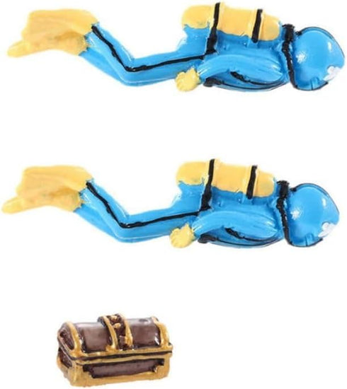 Miniature Divers Figurines Cute Resin Divers Treasure Box Ornaments for Aquarium Fish Tank Decor and DIY Accessories
