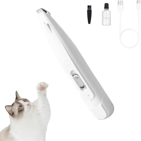 Cat Clippers for Matted Hair - 2 Speed Low Noise Hair Trimmer with White and Purple Lights for Pets (White)