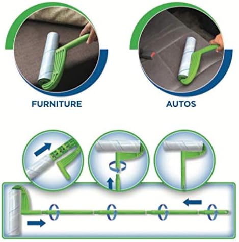 Leo Large 10-Inch Wide Lint Roller Refills, 25 Sheets with Extendable Handle to 45 Inch for Household Cleaning