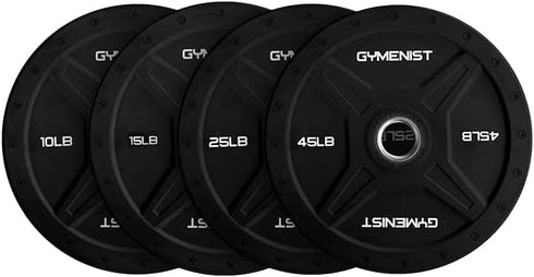 GYMENIST Bumper Plates for 2 Inch Olympic Bars, Premium Commercial Gym, Available in 10 LB to 55 LB Black or Multi Color