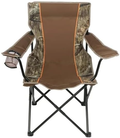 CLMSTE Soft Arm Camo Quad Camp Chair with Cupholder, Adult