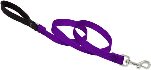 Lupine 4-foot Long Dog Leash, 3/4" Wide Purple with Padded Handle