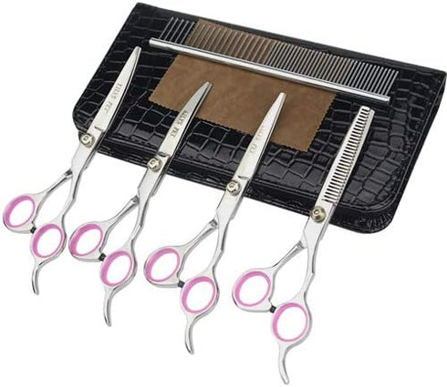 LILYS PET Professional Dog Grooming Scissors Suit, Cutting & Curved & Thinning Shears (6.0")